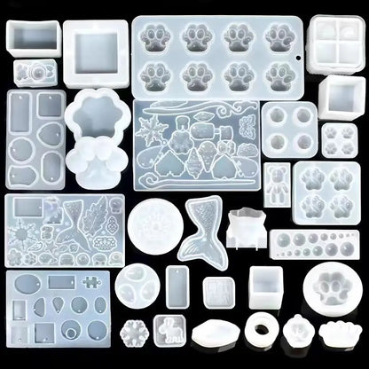 100g UV Resin Clear, Random Molds 5pcs Hard, Upgraded Crystal Clear Epoxy Resin Up
