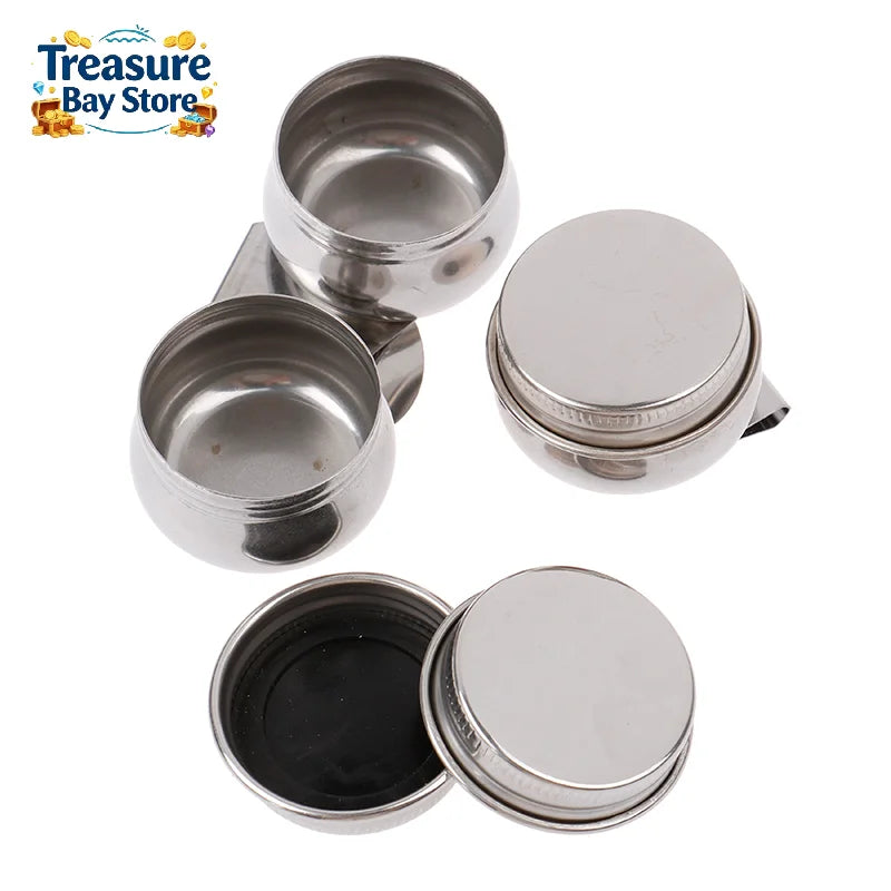 Stainless Steel Drum Painting Palette Oil Paint Pot Single Double Hole Dipper
