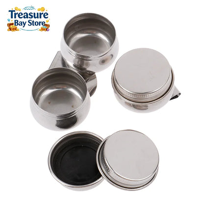 Stainless Steel Drum Painting Palette Oil Paint Pot Single Double Hole Dipper
