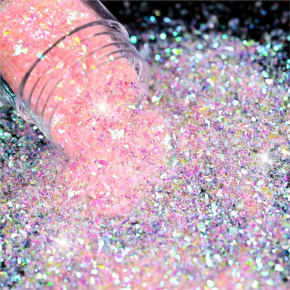9Jars Iridescent Mermaid Glitter Nail Flakes Power 3D Ultra-thin Irregular Glass Nail Flakes 9colors Rainbow Nail Pigments