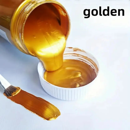 Waterproof 100ml/3.4oz Golden/Silver Paint Metallic Acrylic Paint | For Coloring DIY Hand Clothes Painted Graffiti Pigments