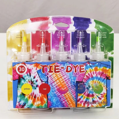 5-color Tie Dye Kit  Dyeing Fabric Clothes Fabric Textile Paints Set DIY Color Change Paint Craft Tie-Dye