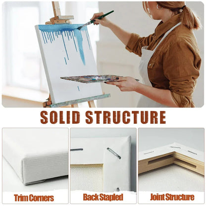 12pc White Blank Square Artist Stretched Canvas Board Child DIY Student Oil Painting Canvas Panel Wooden Frame Art Stationery