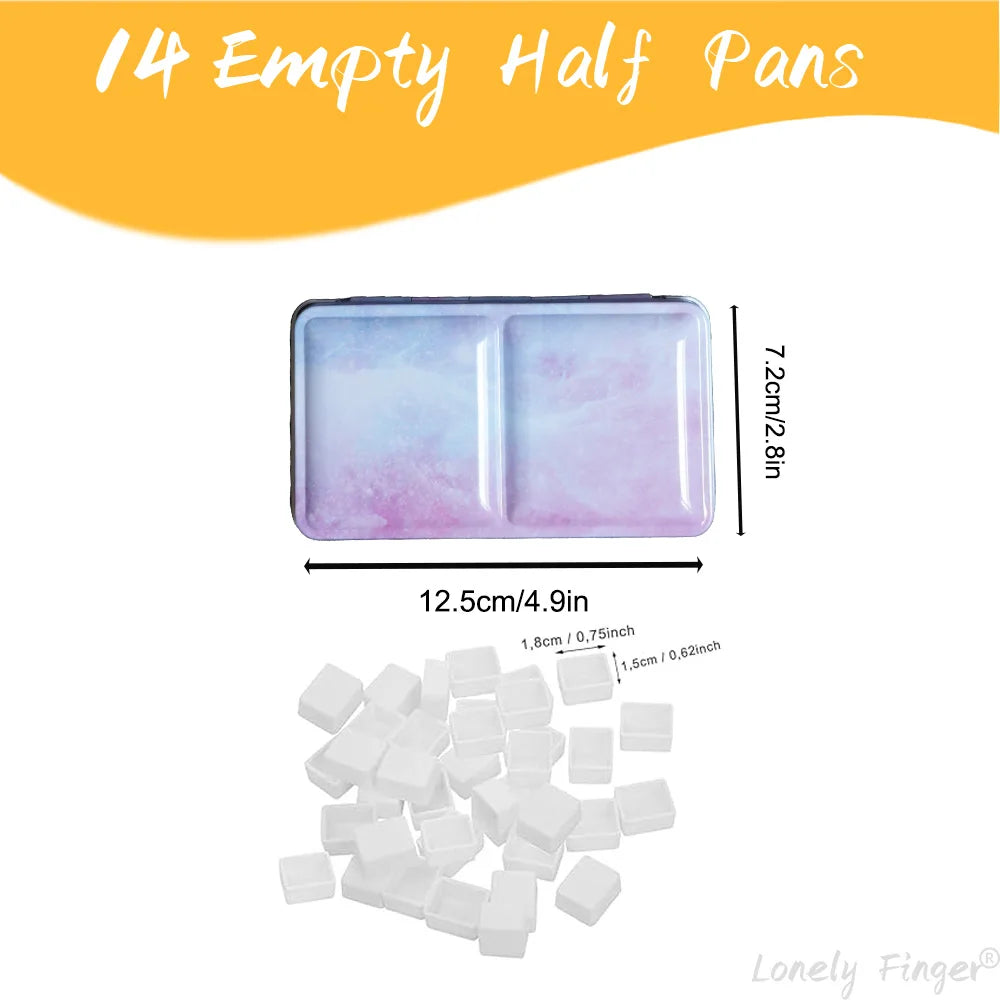 Empty Watercolor Tin Palette with 14/26/52 Pans, Metal Watercolor Paint Case with Lid