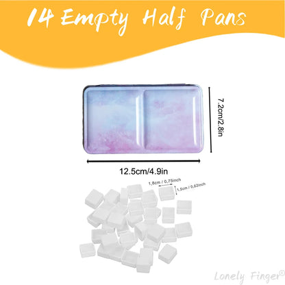 Empty Watercolor Tin Palette with 14/26/52 Pans, Metal Watercolor Paint Case with Lid