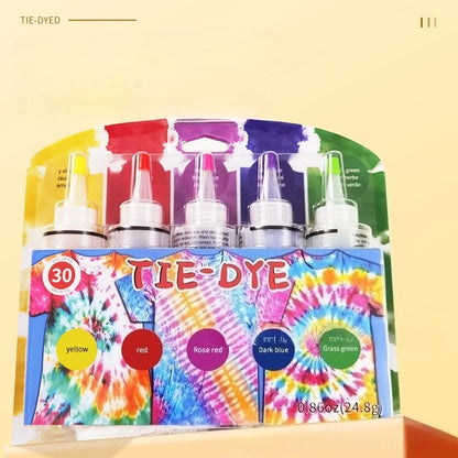 5-color Tie Dye Kit  Dyeing Fabric Clothes Fabric Textile Paints Set DIY Color Change Paint Craft Tie-Dye