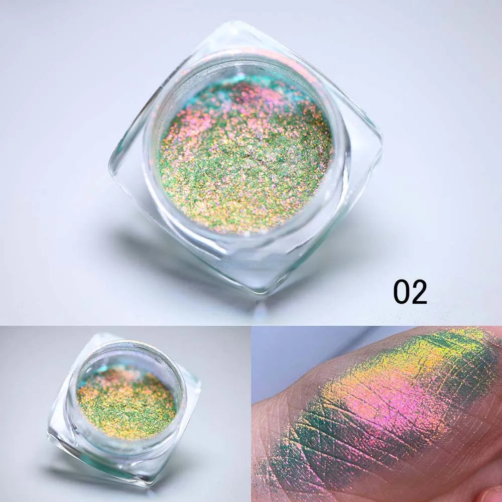 1jar Chameleon Eyeshadow Powder Aurora Mirror Effect Nail Powder Chrome Pigment Multichrome Mica Pigment for Manicure Decoration