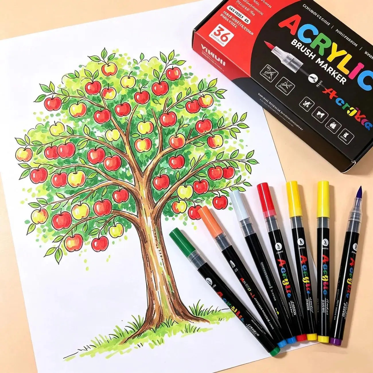 12-60 Colors Acrylic Markers Pen Soft Brush Waterproof Paint Pens For Rock Wood Easter Eggs DIY Crafts Quick Dry Painting Tool
