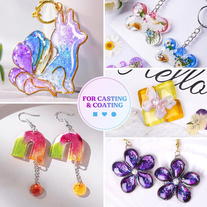 100g UV Resin Clear, Random Molds 5pcs Hard, Upgraded Crystal Clear Epoxy Resin Up