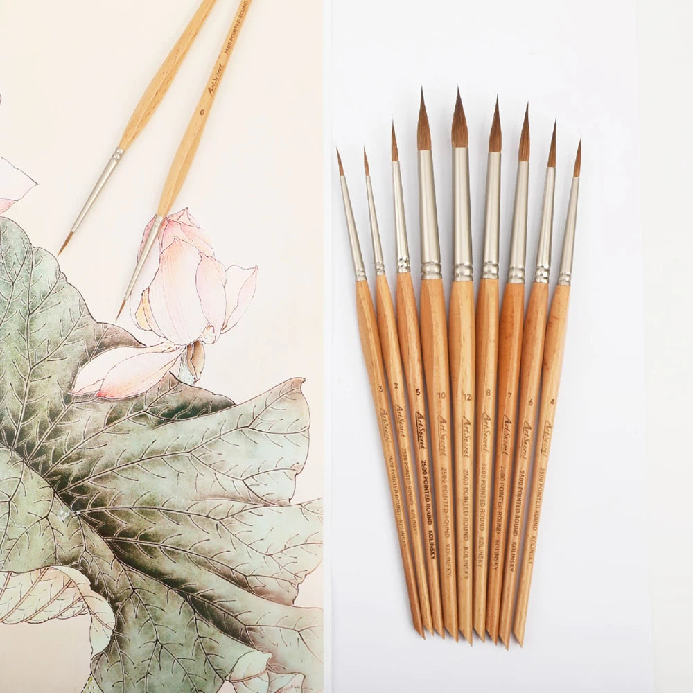 ArtSecret Kolinsky Sable Paint Brush Professional Fine Detail Art brush for Watercolor, Acrylic, Gouache Artist Accessory