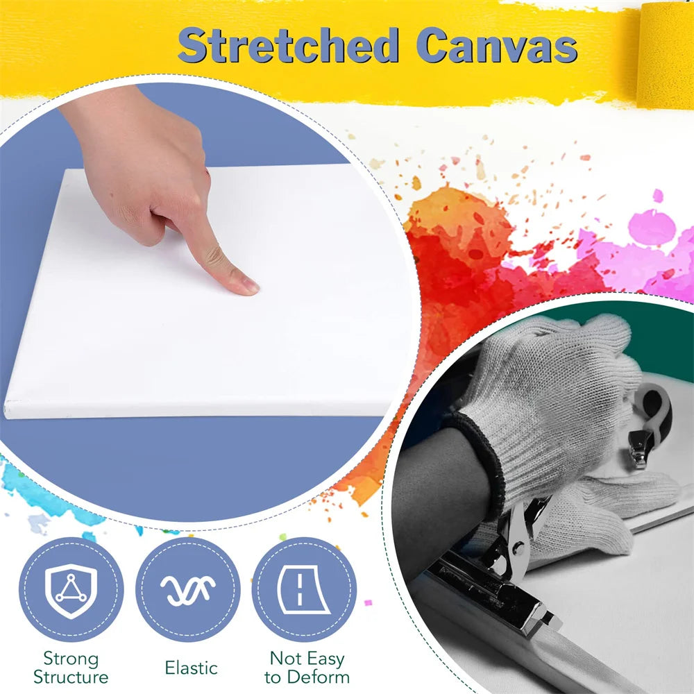 10pcs Square Blank Stretched Canvas Wooden Frames Blank Canvas Ideal for Painting /Decorating Suitable for Oil