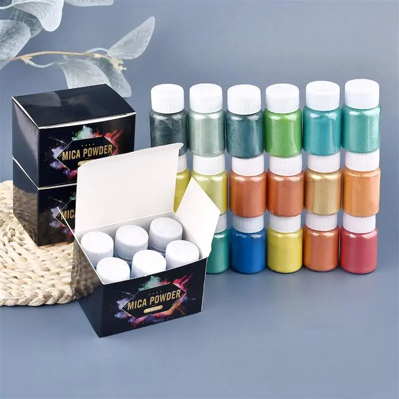6 Pcs-Set Epoxy Resin Dye Mica Powder Powdered Pigments Set Resin Mica Pearlescent Resin