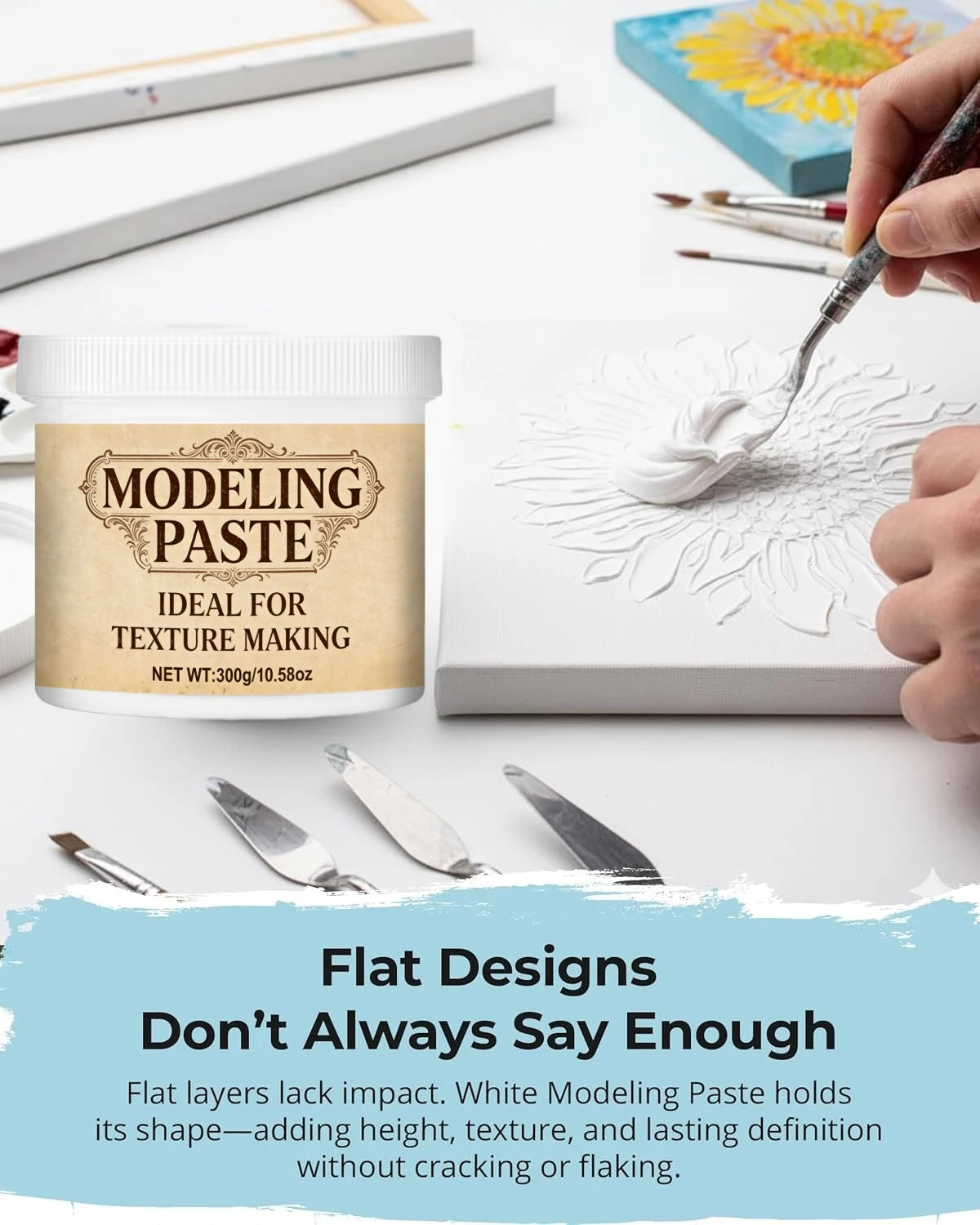 300g White Modeling Paste, Includes 5 Piping Bags, Ideal for Sculpting and Line Drawing