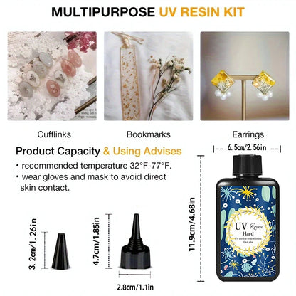 100g UV Resin Clear, Random Molds 5pcs Hard, Upgraded Crystal Clear Epoxy Resin Up