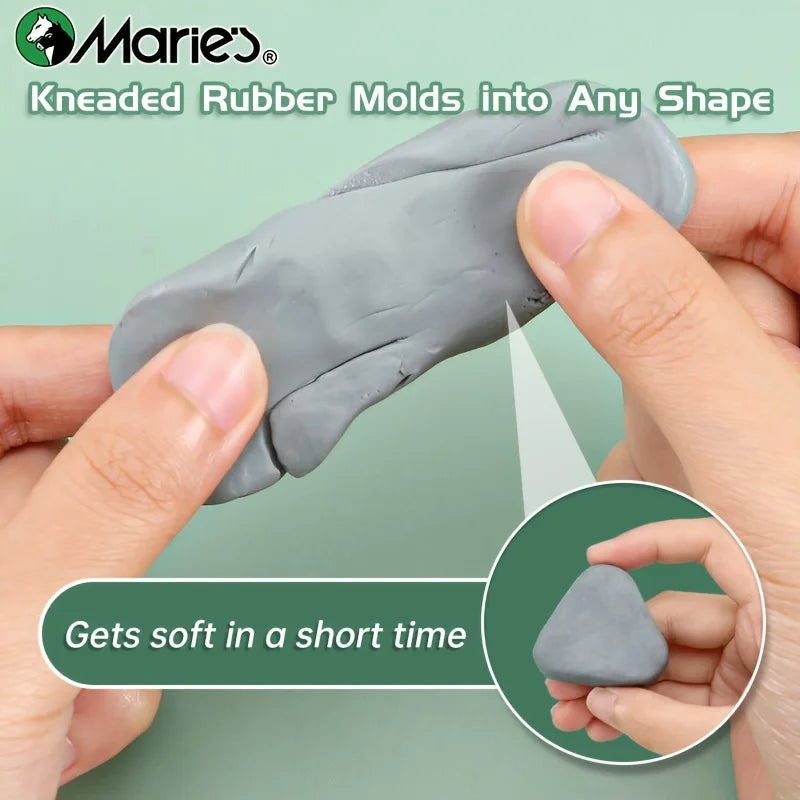 Marie's 2/4/6pcs Grey Plasticity Erasers Kneaded Rubber for Blend, Highlight, Shade, Smooth, Sketching