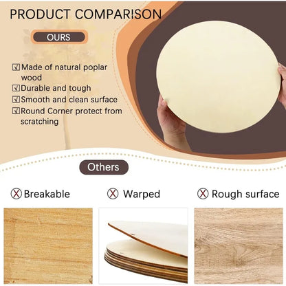 20cm Round Wood Discs Unfinished Wood Circles Wood Rounds Wooden Cutouts for Crafts, Door Design Wedding Decorations
