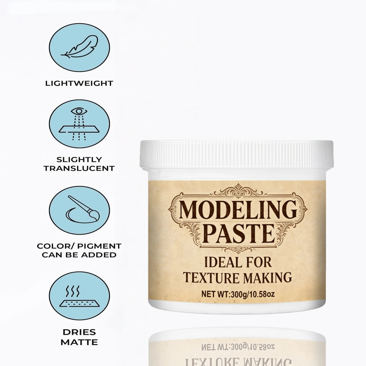 300g White Modeling Paste, Includes 5 Piping Bags, Ideal for Sculpting and Line Drawing