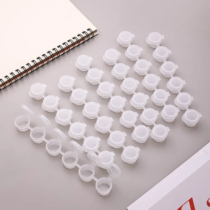 60/120Pcs Empty Paint Pot 10/20Strips 3ml 5ml Mini Paint Container Strip Storage Cup with Lid for Classrooms School Art & Crafts