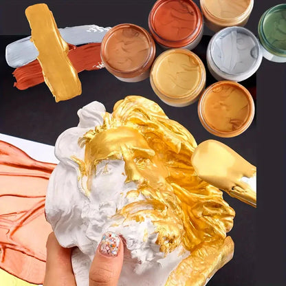 Waterproof 100ml/3.4oz Golden/Silver Paint Metallic Acrylic Paint | For Coloring DIY Hand Clothes Painted Graffiti Pigments