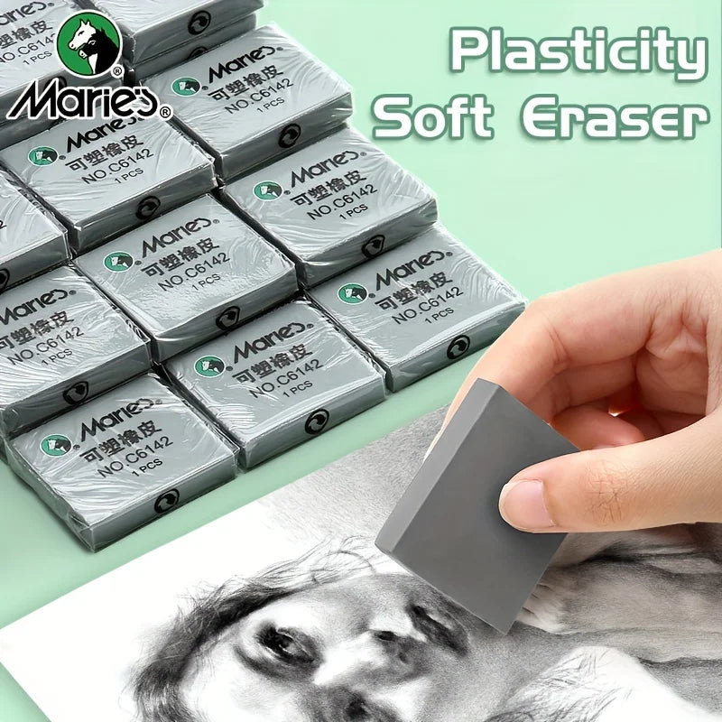 Marie's 2/4/6pcs Grey Plasticity Erasers Kneaded Rubber for Blend, Highlight, Shade, Smooth, Sketching