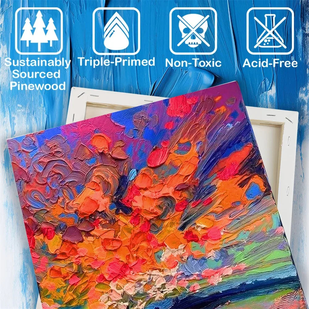 12pc White Blank Square Artist Stretched Canvas Board Child DIY Student Oil Painting Canvas Panel Wooden Frame Art Stationery