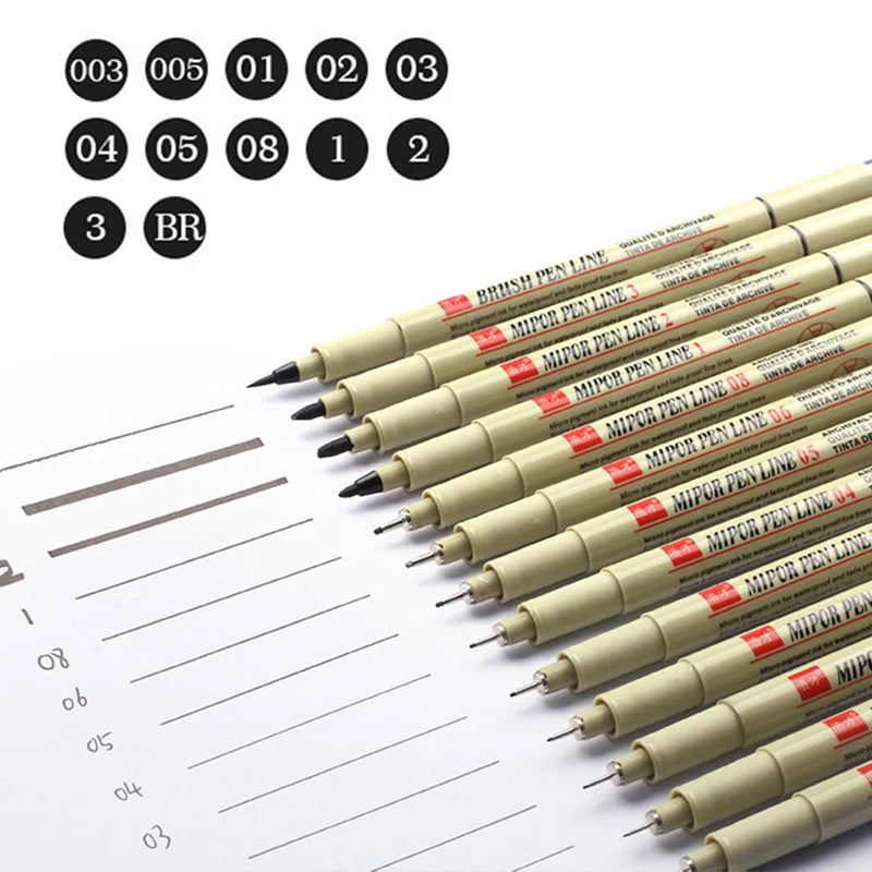 12 Kinds of Manga Markers Needle Pen Art Hand-painted Hook Line Pen