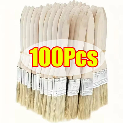 1-100Pcs Mane Brushes BBQ Brush Wooden Handle Soft Hair Paint Brushes for Drawing