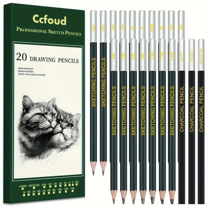 20/54/58/70/144 Drawing And Sketching Kit | Portable Travel Case | Graphite, Charcoal, White Color