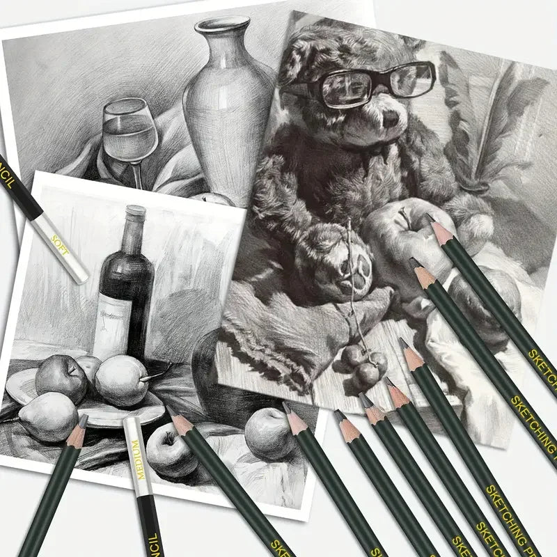 20/54/58/70/144 Drawing And Sketching Kit | Portable Travel Case | Graphite, Charcoal, White Color
