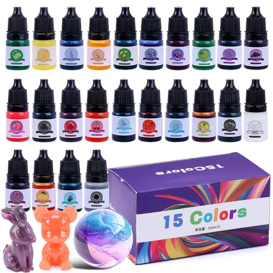 Epoxy Resin Color Pigment 24 Vivid Colors Liquid Epoxy Pigment Highly Concentrated Translucent Resin Dye for Art DIY Jewelry