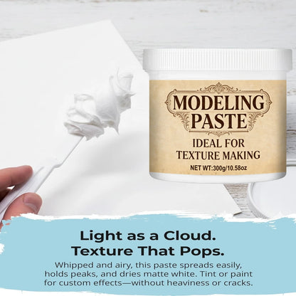 300g White Modeling Paste, Includes 5 Piping Bags, Ideal for Sculpting and Line Drawing