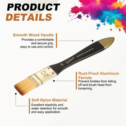 2/5Pcs Flat Paint Brush Nylon Acrylic Painting Brushes Professional Paint Tools with Wooden Handle for Watercolor Oil Crafts