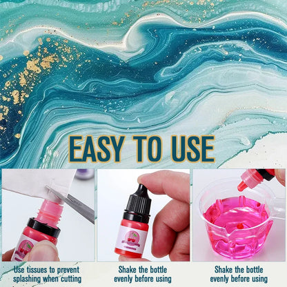 Epoxy Resin Color Pigment 24 Vivid Colors Liquid Epoxy Pigment Highly Concentrated Translucent Resin Dye for Art DIY Jewelry