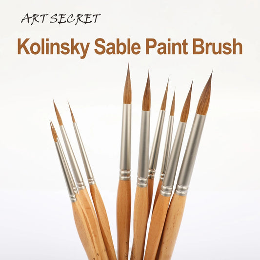 ArtSecret Kolinsky Sable Paint Brush Professional Fine Detail Art brush for Watercolor, Acrylic, Gouache Artist Accessory