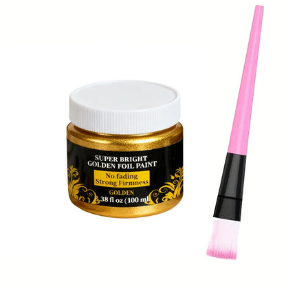 Waterproof 100ml/3.4oz Golden/Silver Paint Metallic Acrylic Paint | For Coloring DIY Hand Clothes Painted Graffiti Pigments