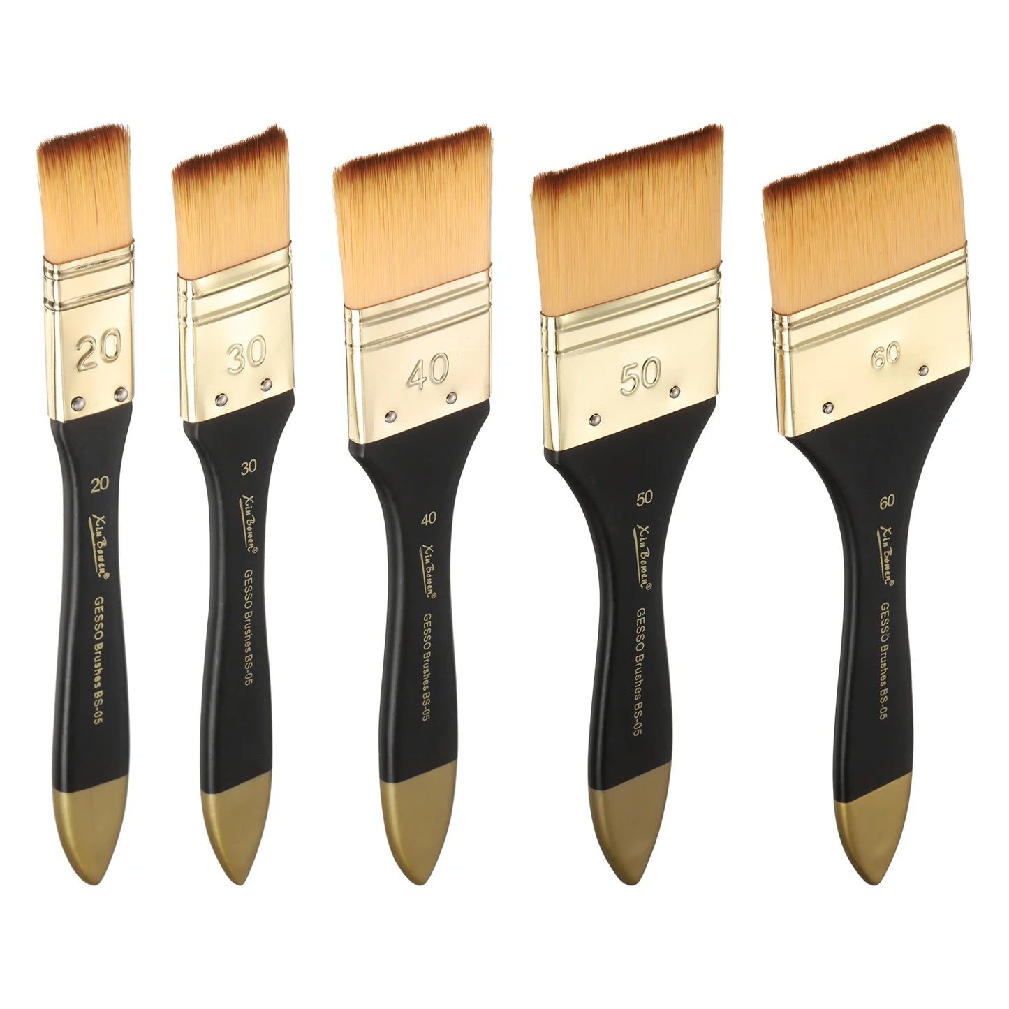 2/5Pcs Flat Paint Brush Nylon Acrylic Painting Brushes Professional Paint Tools with Wooden Handle for Watercolor Oil Crafts