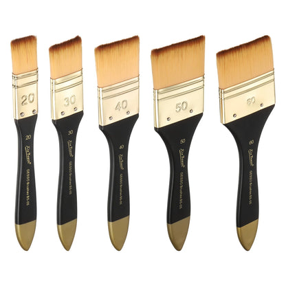 2/5Pcs Flat Paint Brush Nylon Acrylic Painting Brushes Professional Paint Tools with Wooden Handle for Watercolor Oil Crafts