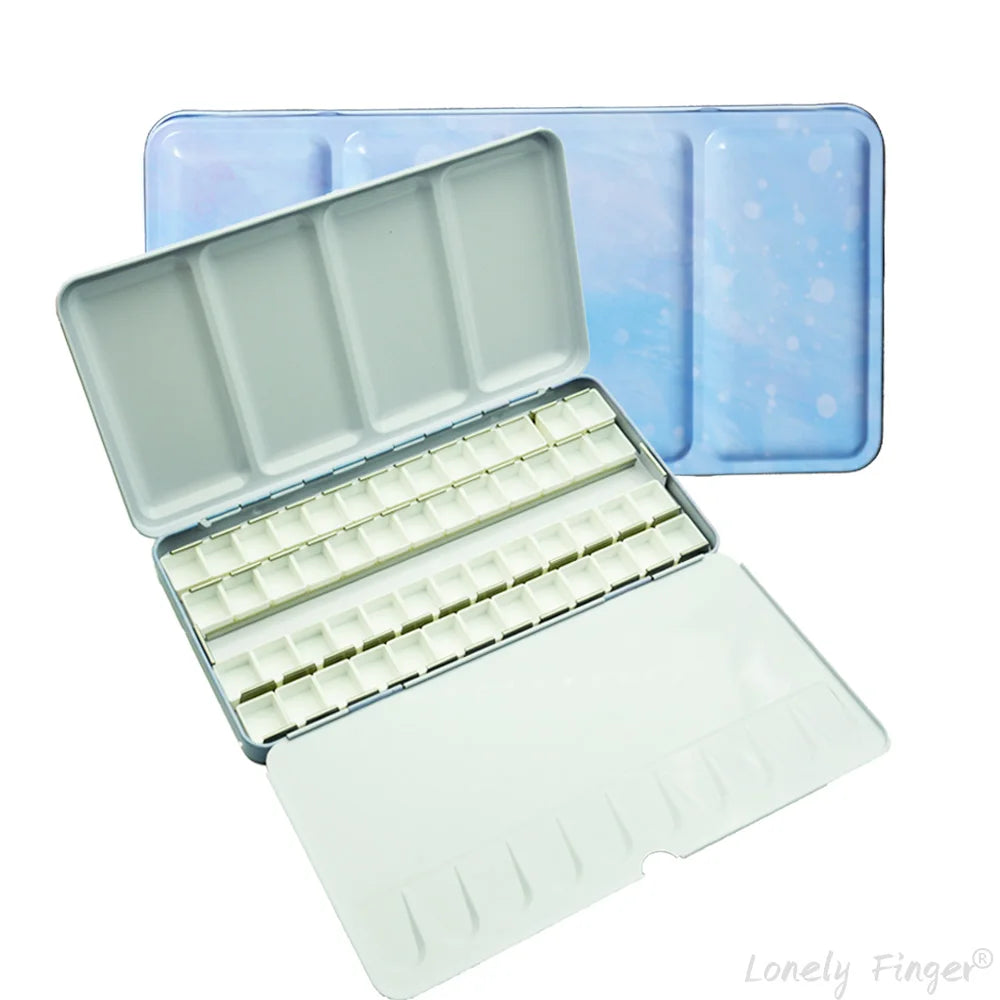 Empty Watercolor Tin Palette with 14/26/52 Pans, Metal Watercolor Paint Case with Lid