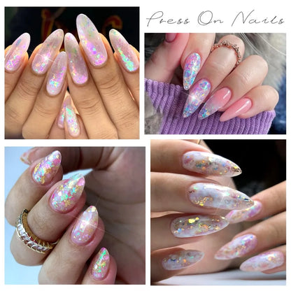 9Jars Iridescent Mermaid Glitter Nail Flakes Power 3D Ultra-thin Irregular Glass Nail Flakes 9colors Rainbow Nail Pigments