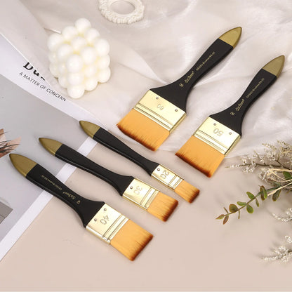 2/5Pcs Flat Paint Brush Nylon Acrylic Painting Brushes Professional Paint Tools with Wooden Handle for Watercolor Oil Crafts