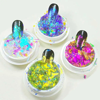 1jar Ultra-thin Chameleon Blue Nail Glitter Opal Nail Powder Holographic Mermaid Nail Pigment 0.3gram