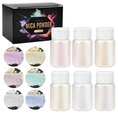 6 Pcs-Set Epoxy Resin Dye Mica Powder Powdered Pigments Set Resin Mica Pearlescent Resin