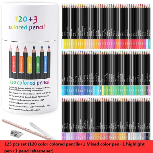 KALOUR Colores Pencil 123/75/50PC Set Lapices Colored Oily Drawing Art Supplies With Sharpener